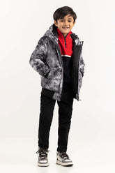 Toddler Boy Light Grey Puffer Hooded Jacket 224-310-062