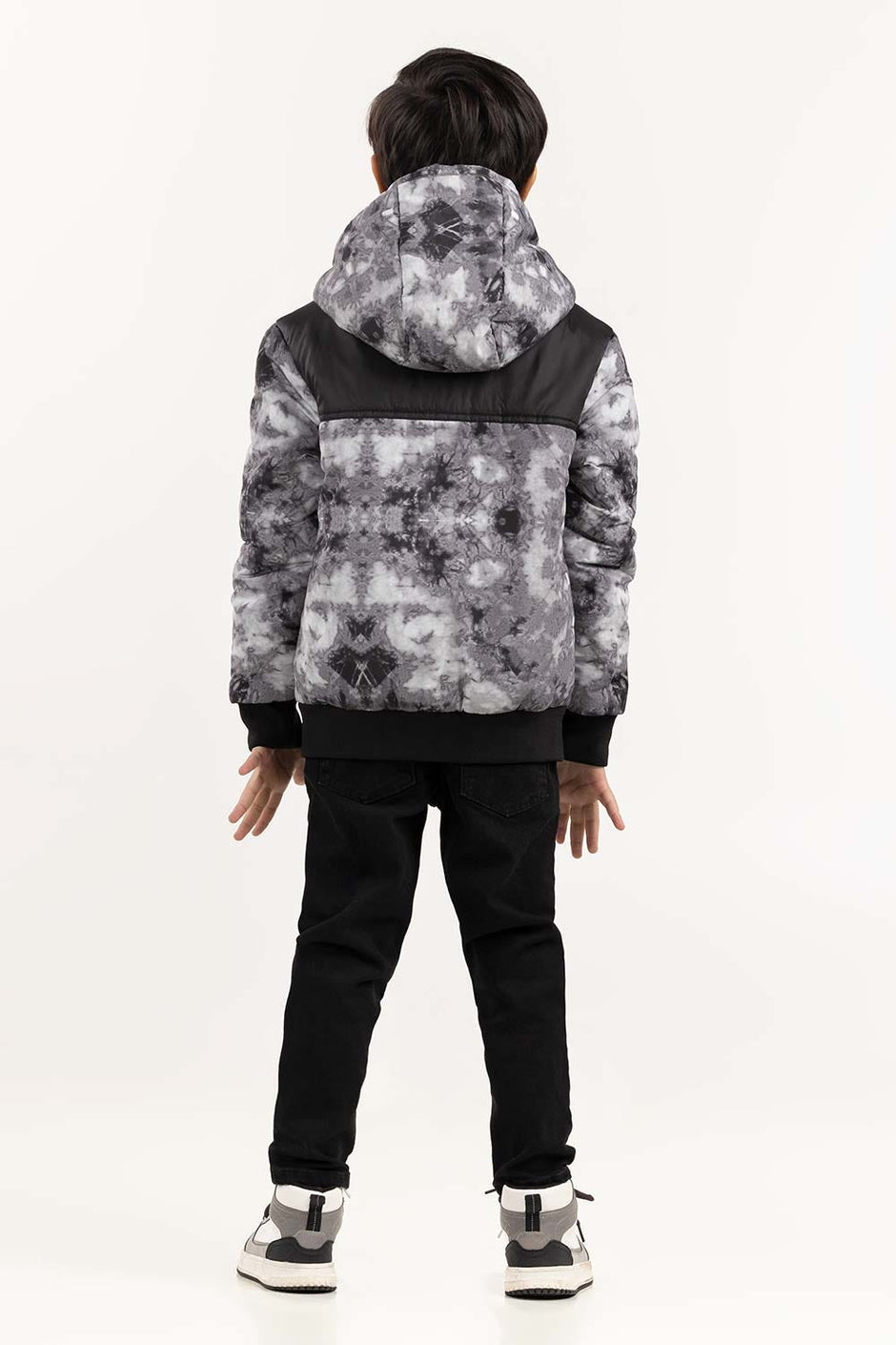 Toddler Boy Light Grey Puffer Hooded Jacket 224-310-062
