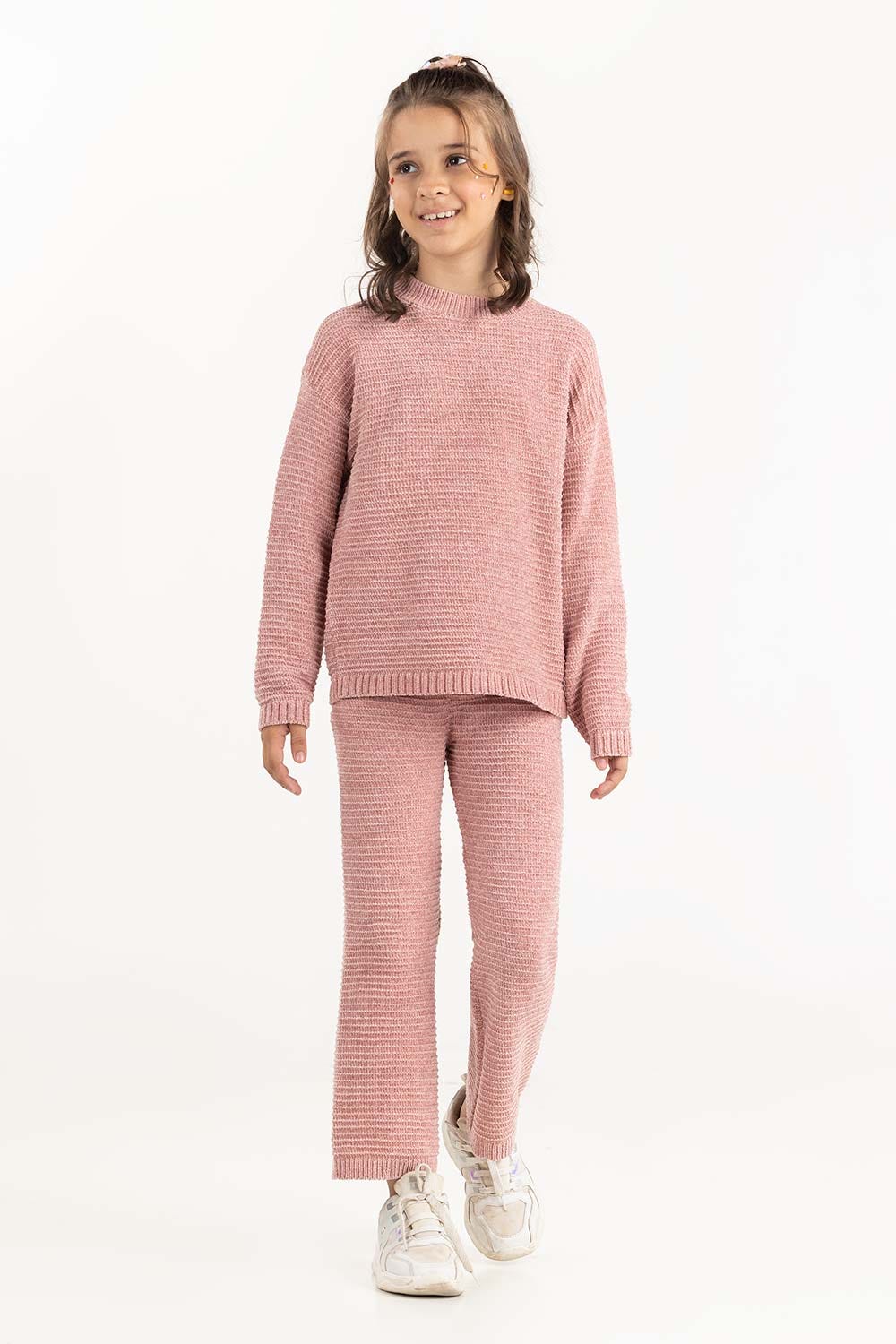 Junior Girl Light Pink Knit Trouser 224-416-308