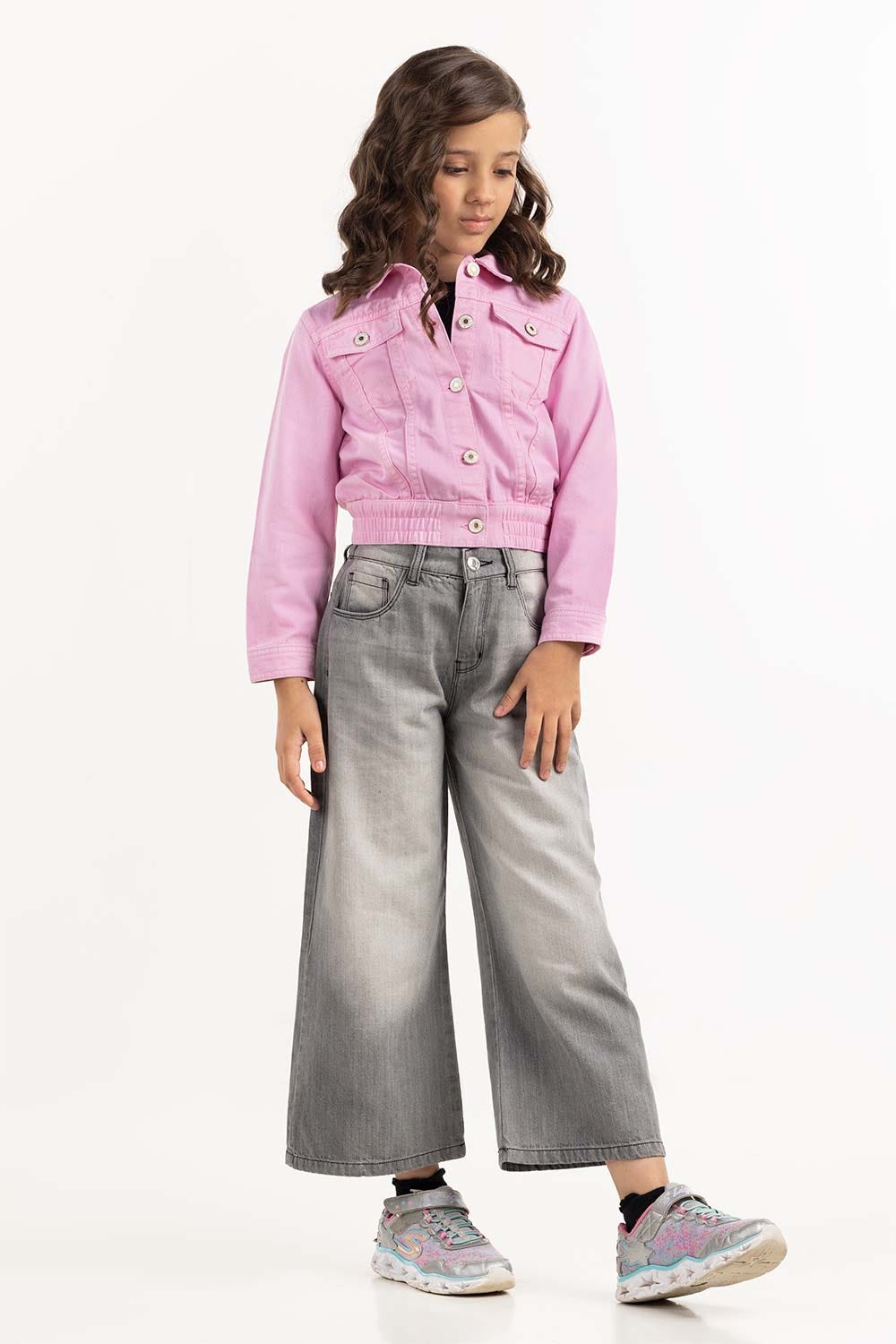 Girls Light Pink Non Denim Jacket 224-410-054