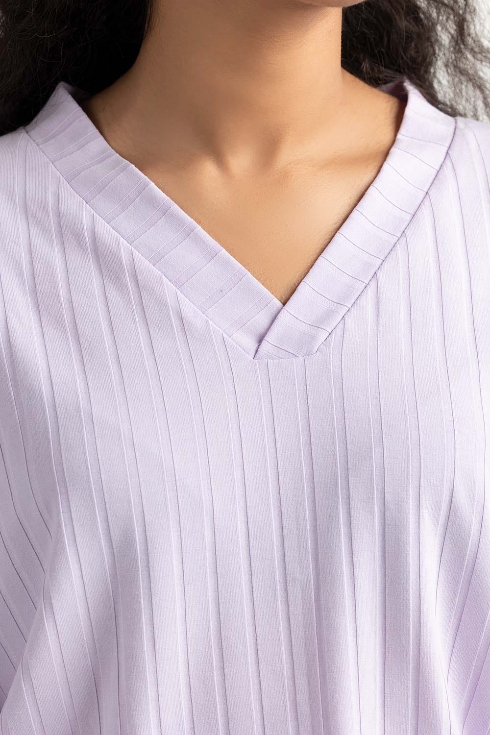 Lilac Loose Fit V-Neck Top 224-216-311 T