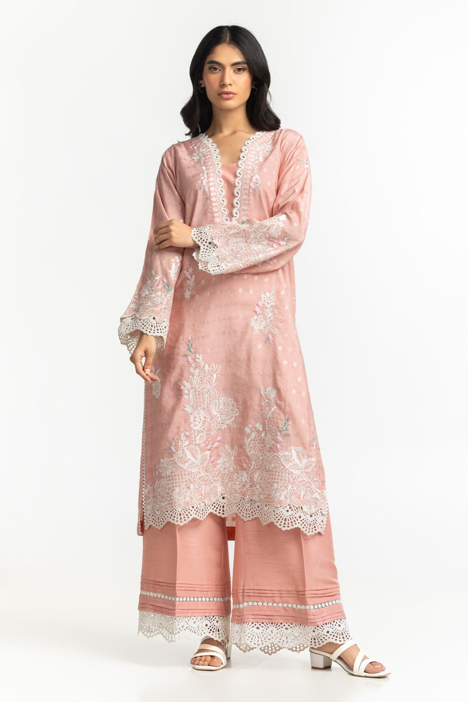 Lurex Jacquard Embroidered Shirt And Trouser