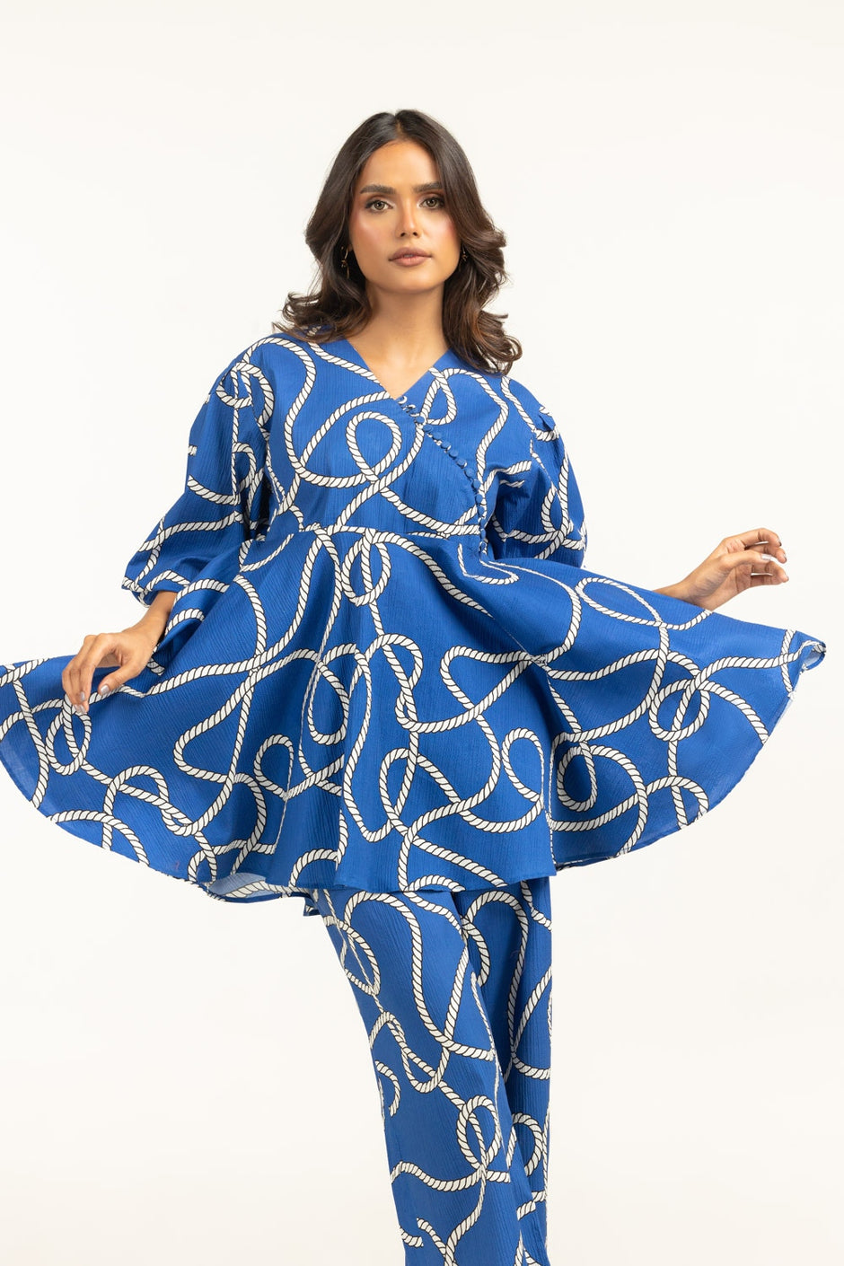 Ripple crinkle Printed Co-Ord Set