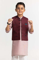 Maroon Embroidered Waist Coat KWC-PD23-009