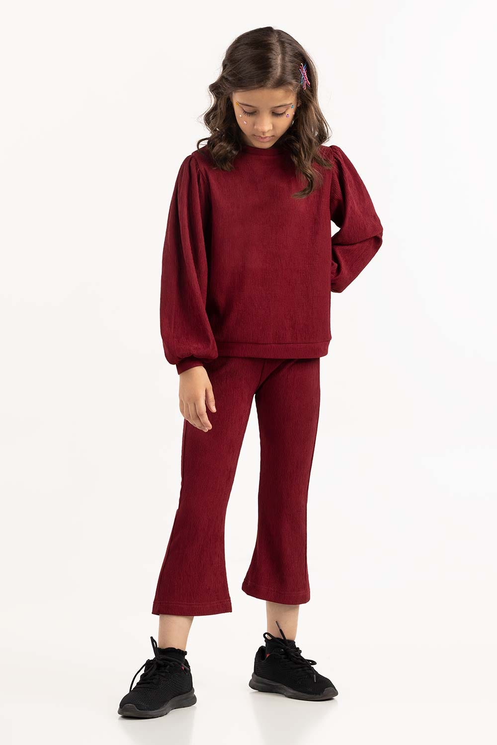 Toddler Girl Maroon Knit Blouse 224-413-044 T