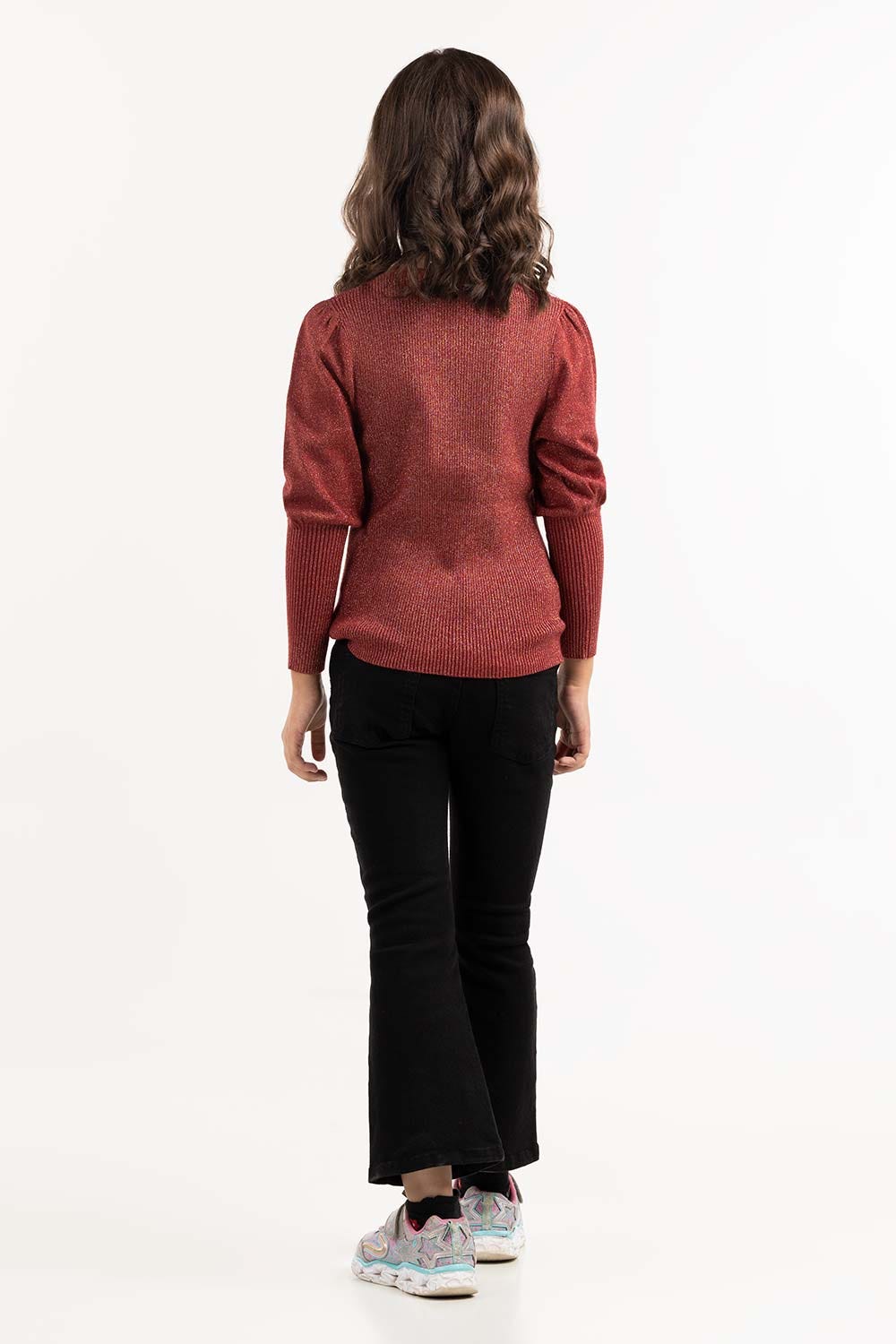 Junior Girl Maroon Knit Sweater 224-411-033