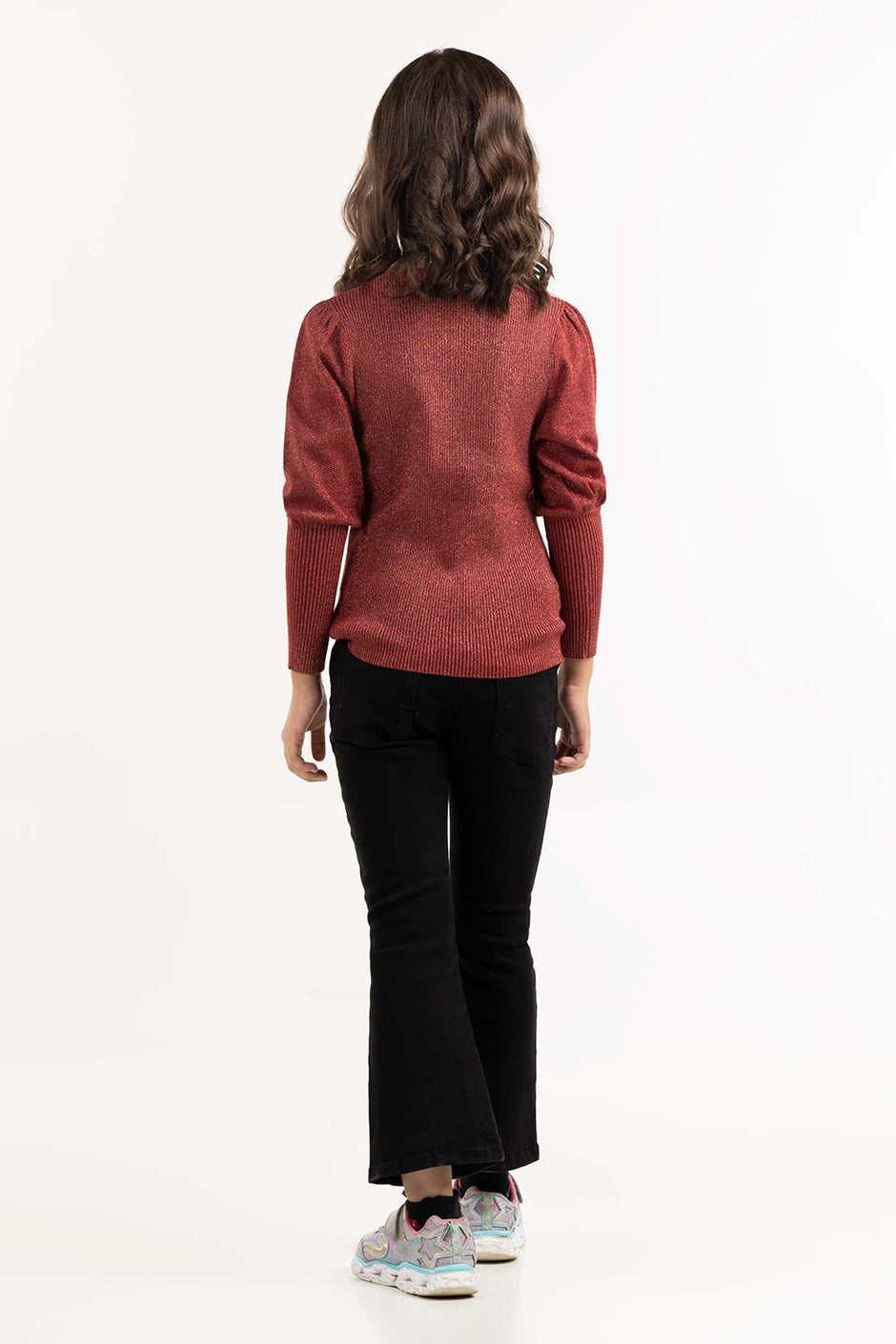 Junior Girl Maroon Knit Sweater 224-411-033