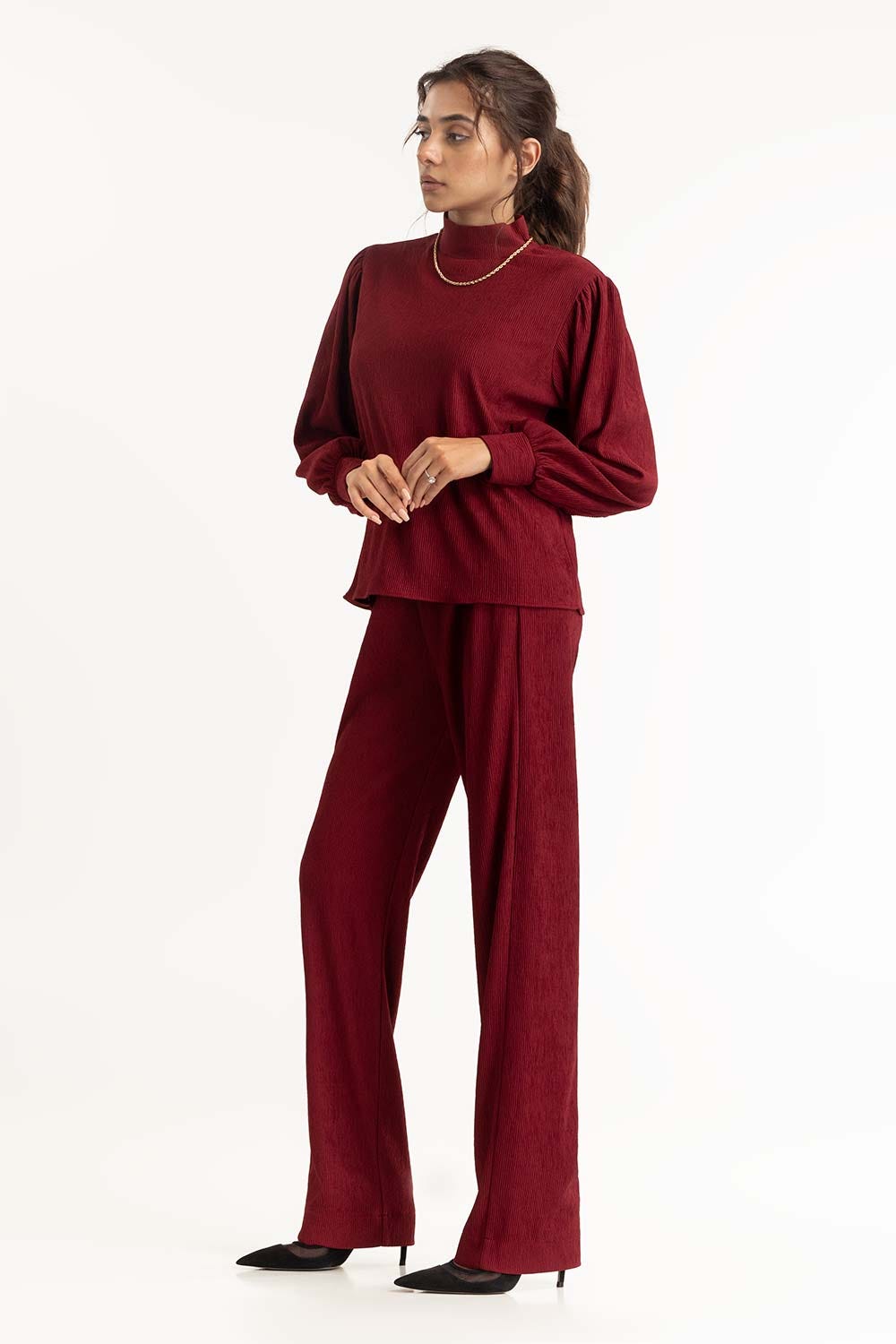 Maroon Straight Trouser 224-216-309 B