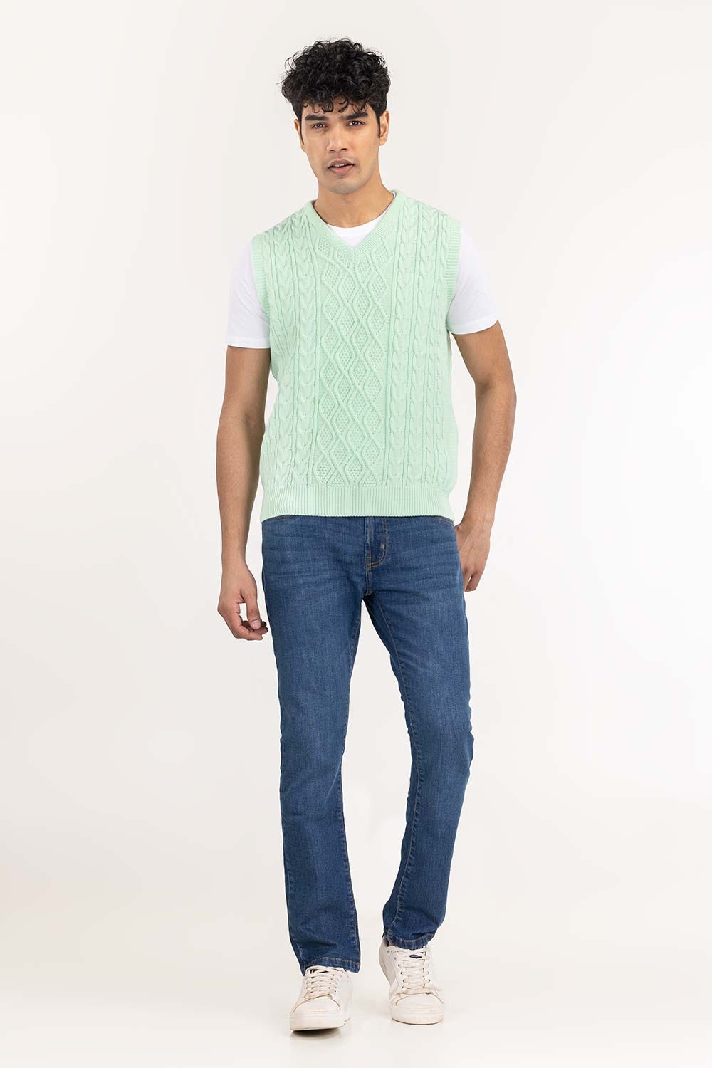 Mint Cabling SleeveLess Sweater SWT-FSLVN22-117-1