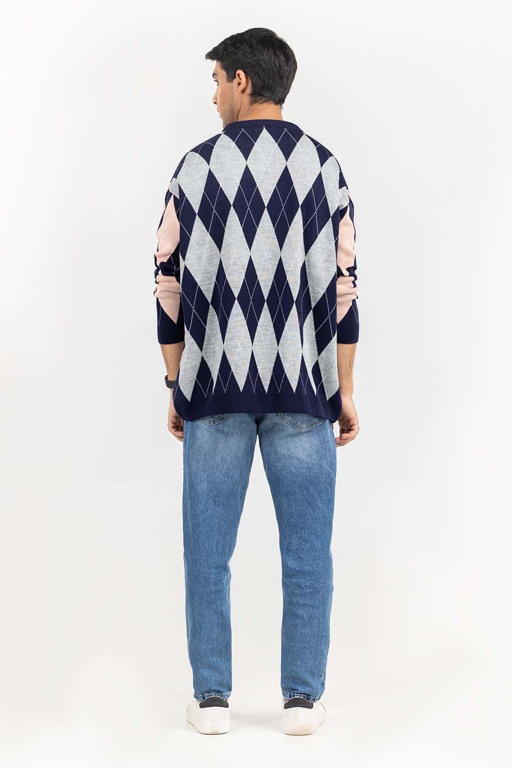 Multi Color Argyle Oversized Sweater SWT-FFSOS22-114