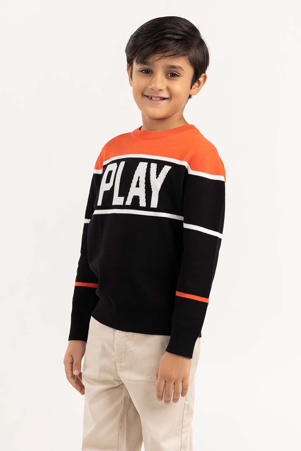 Junior Boy Multi Color Block Knit Sweater 224-311-048