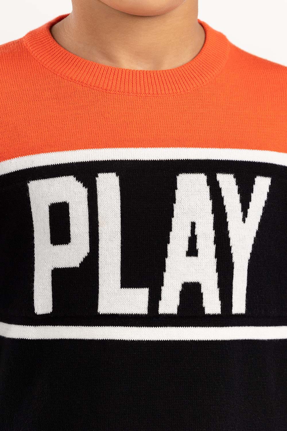 Junior Boy Multi Color Block Knit Sweater 224-311-048