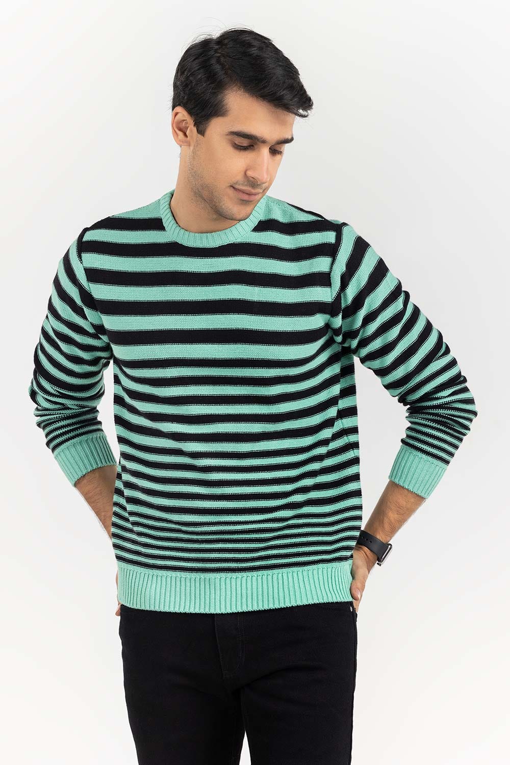 Multi Color Striped Crew Neck Sweater SWT-FFSCN22-211