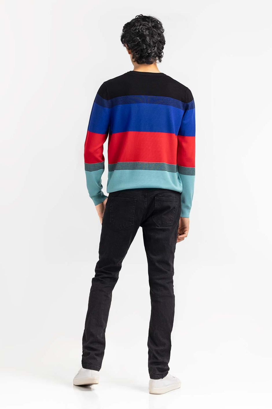Multi Color Striped Crew Neck Sweater SWT-FFSCN22-254