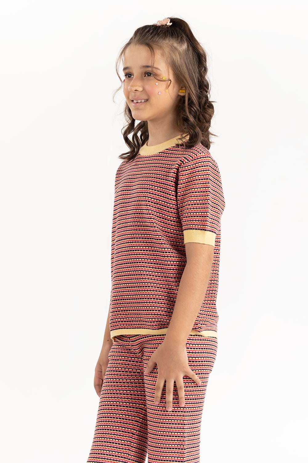 Junior Girl Multi Jacquard Knit Sweater 224-416-305