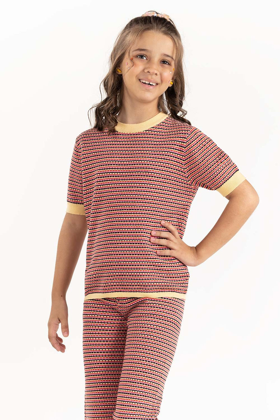 Junior Girl Multi Jacquard Knit Sweater 224-416-305