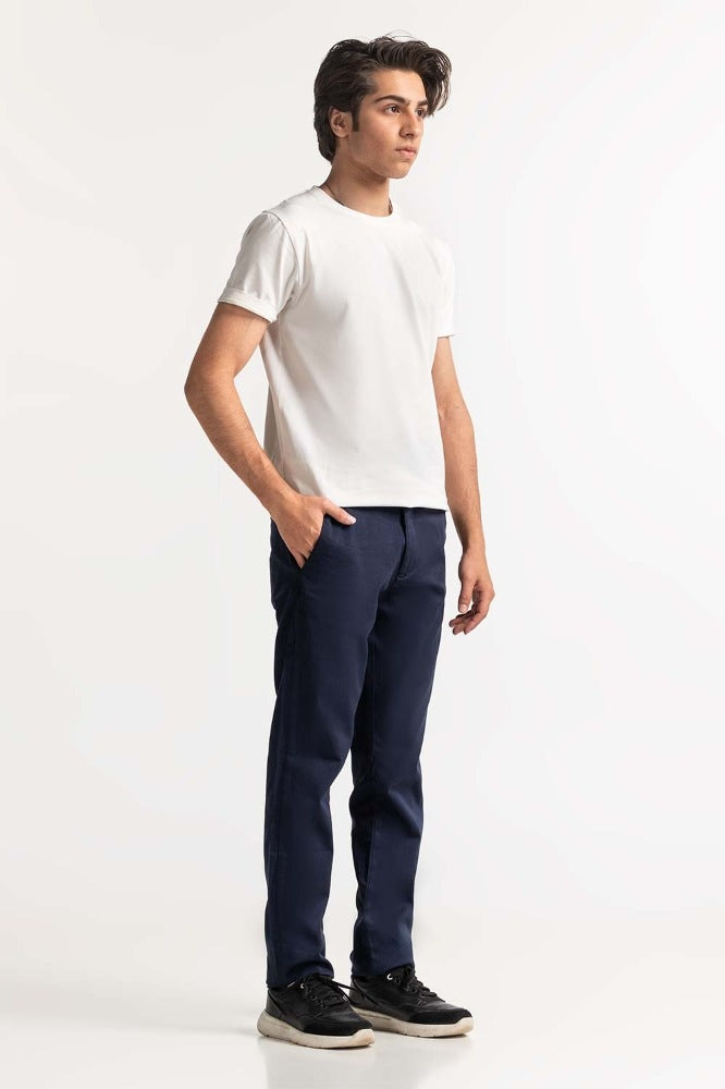 Navy Blue Basic Khaki Pant MNTRCSS24025