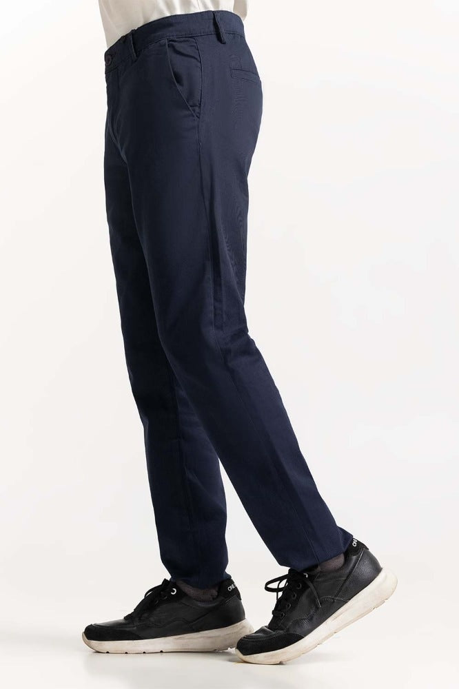 Navy Blue Basic Khaki Pant MNTRCSS24025
