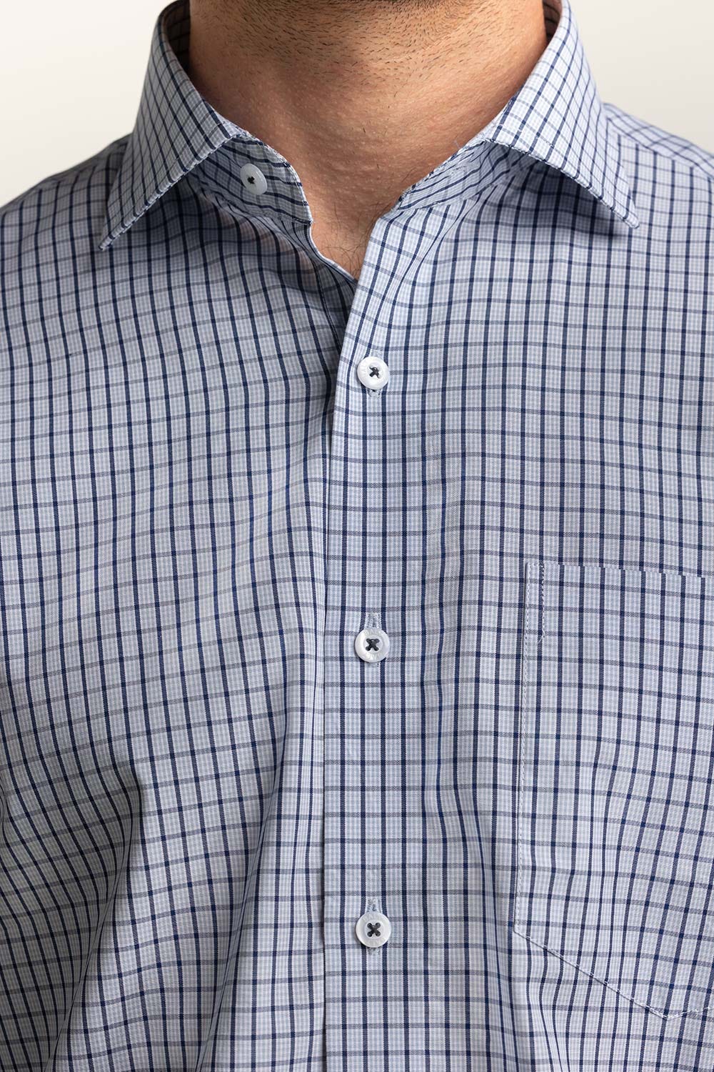 Navy Blue Checkered Formal Shirt MN-FS-YD24-054