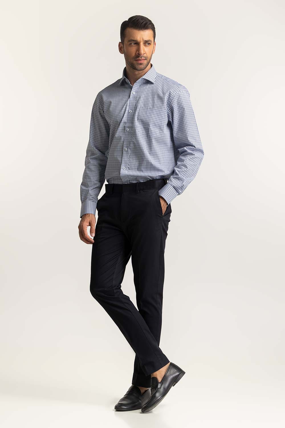 Navy Blue Checkered Formal Shirt MN-FS-YD24-054