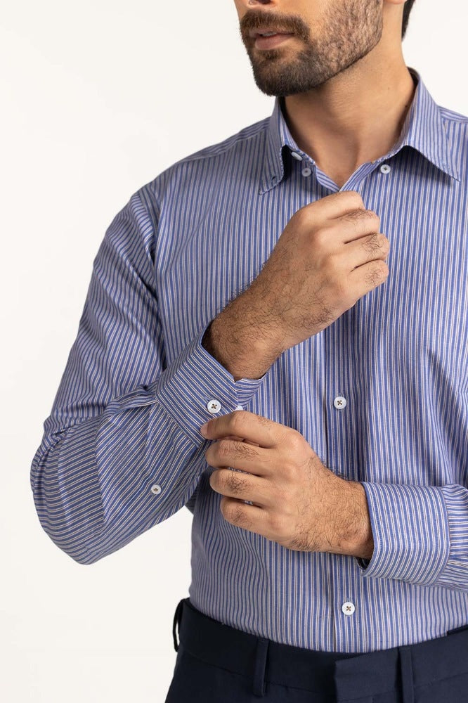 Navy Brown Stripe Formal Shirt MN-FS-YD24-052