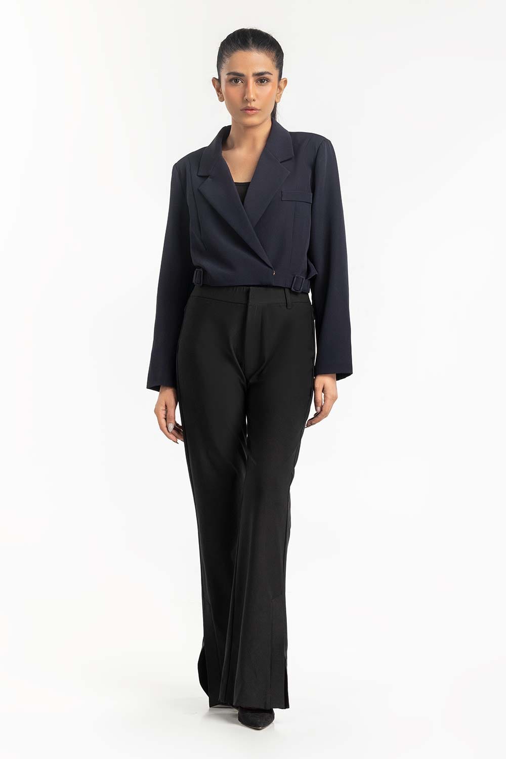 Navy Cropped Blazer 224-210-024