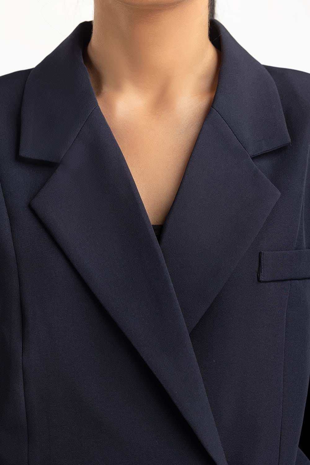 Navy Cropped Blazer 224-210-024