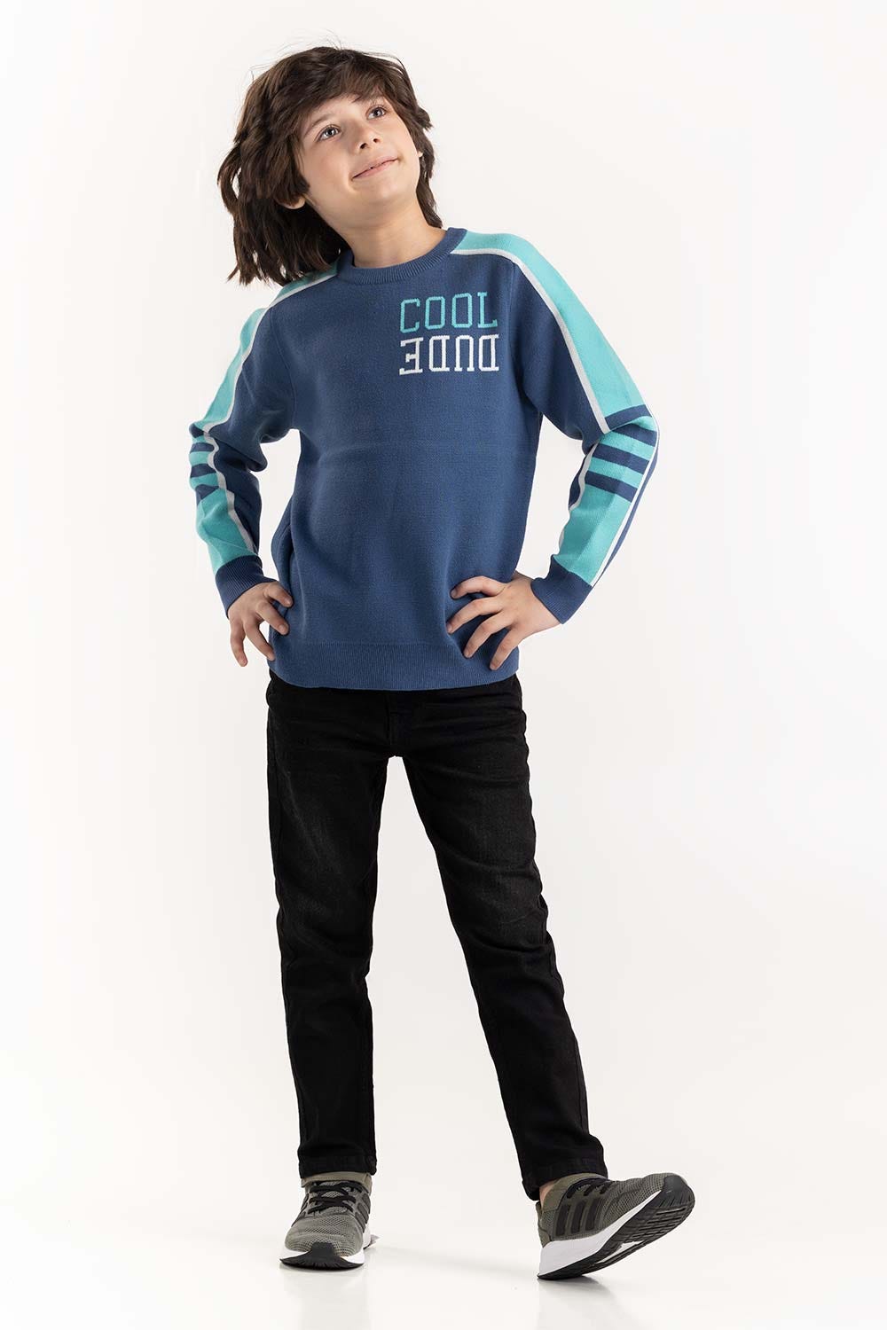 Junior Boy Navy Knit Sweater 224-311-029