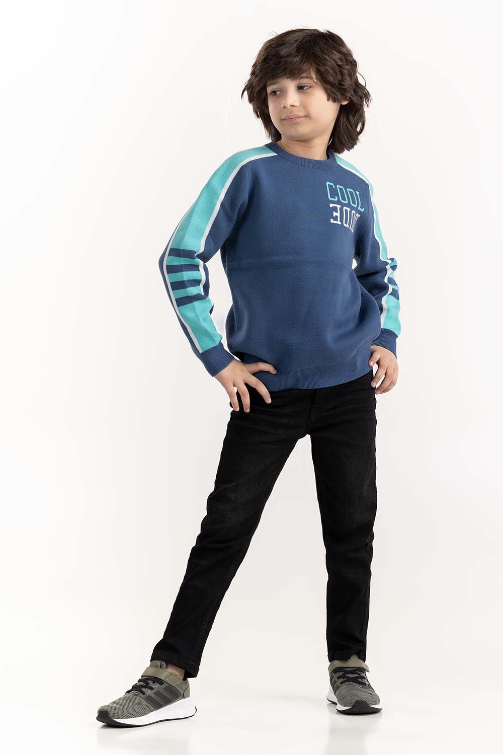 Junior Boy Navy Knit Sweater 224-311-029