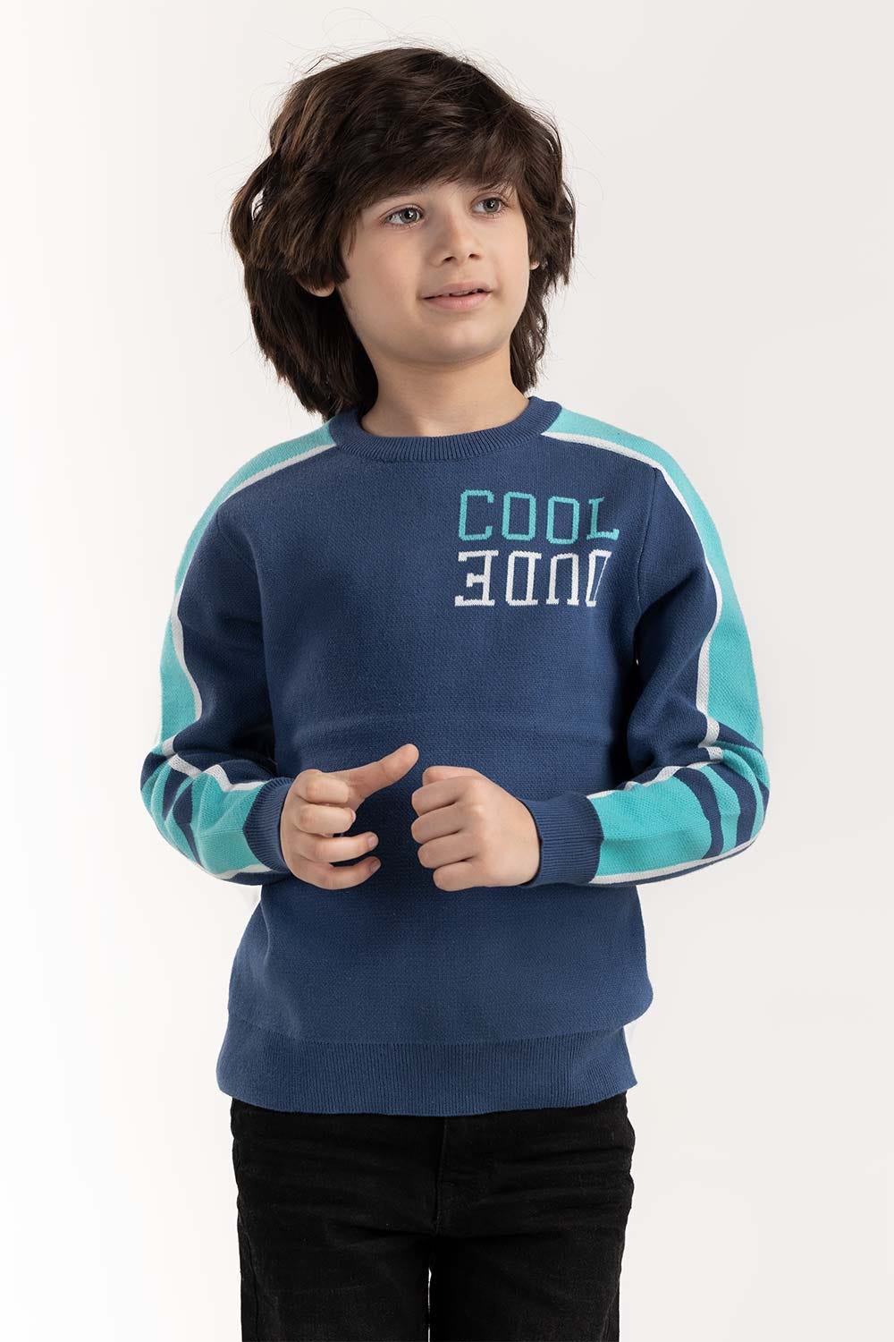 Junior Boy Navy Knit Sweater 224-311-029