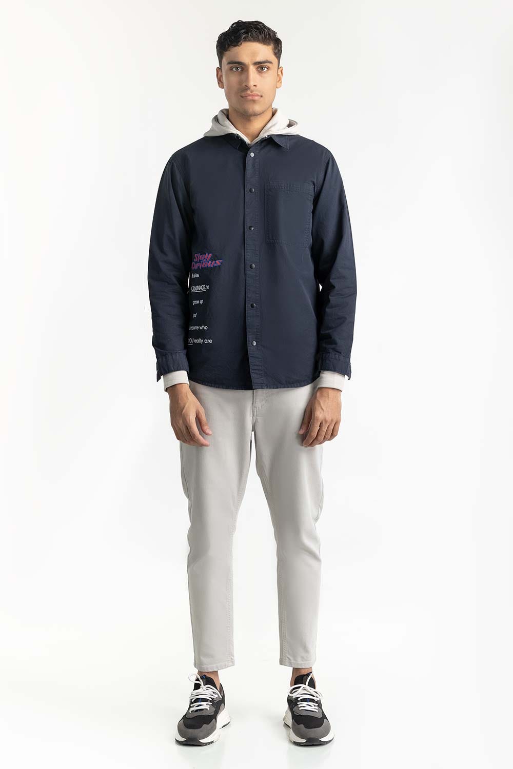Navy Non-Denim Overshirt 224-117-012