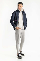 Navy Non-Denim Overshirt 224-117-012