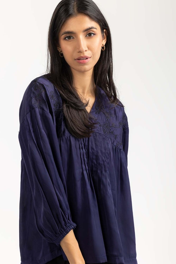 Navy Woven Blouse 231-217-054