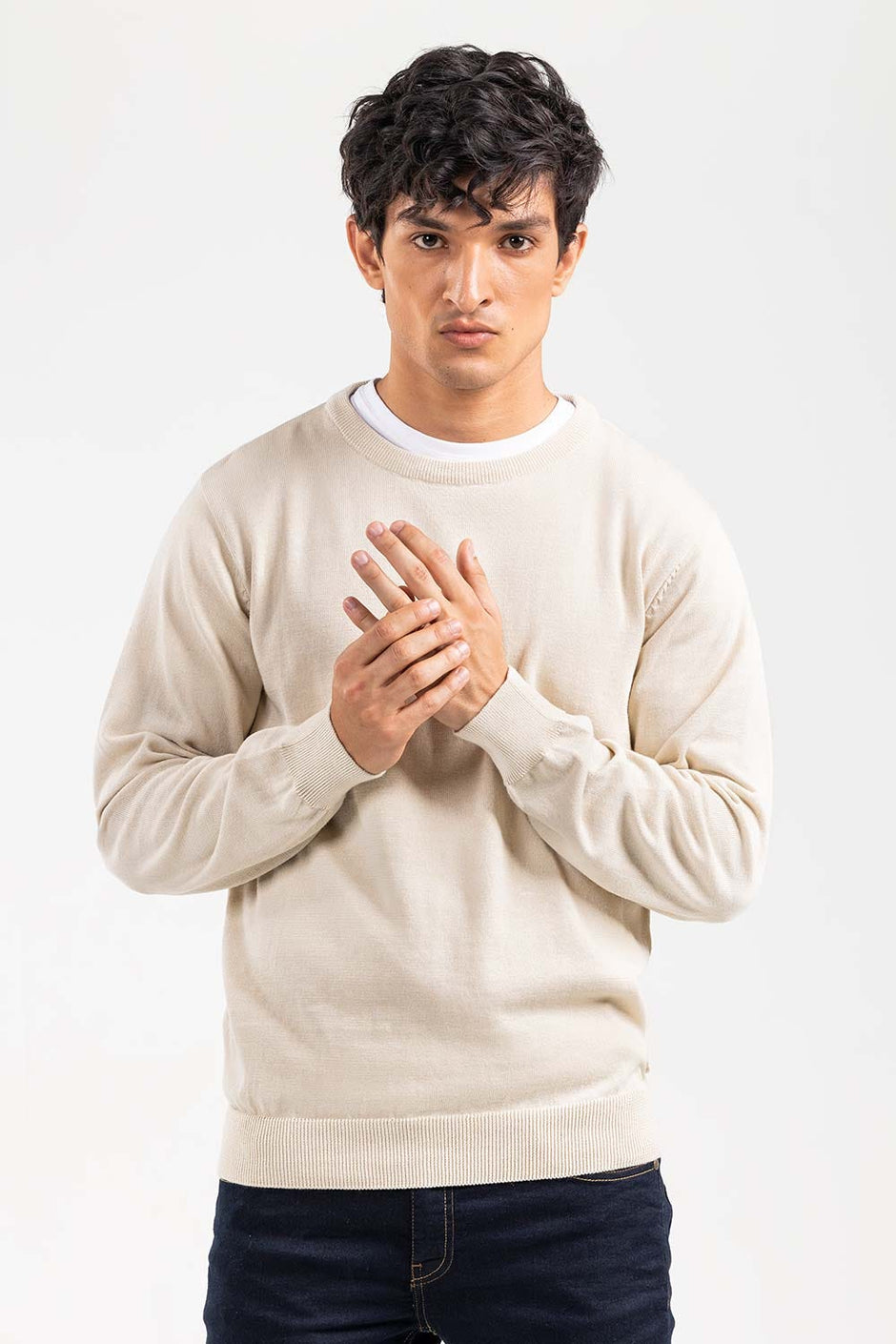 Oatmeal Basic Sweater