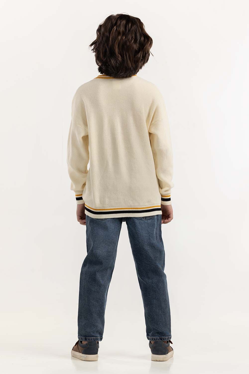 Junior Boy Off-White Knit Sweater 224-311-037