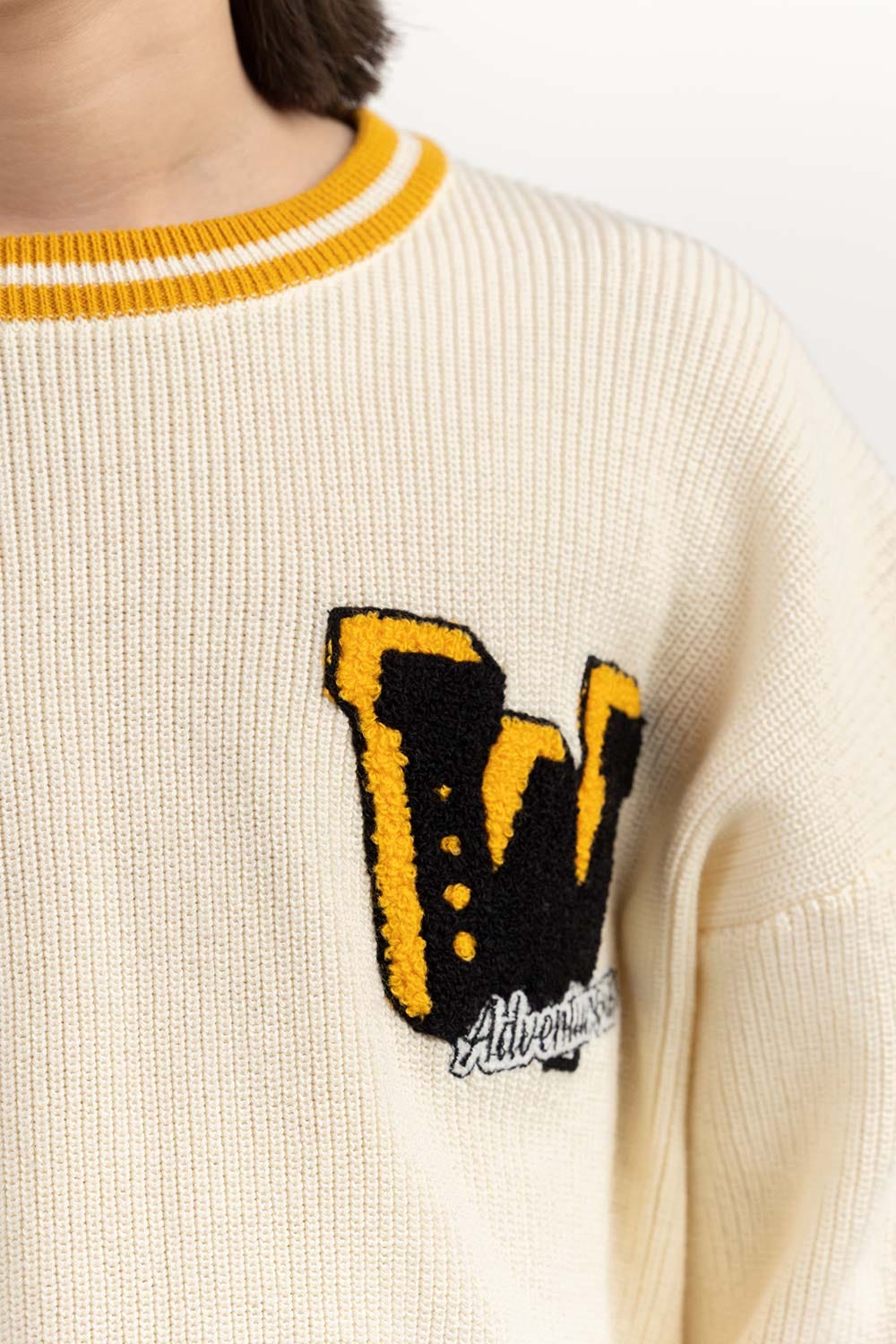 Junior Boy Off-White Knit Sweater 224-311-037