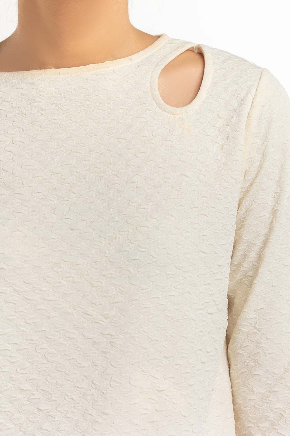 Off White Round Neck Top 224-216-307 T