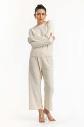 Off White Round Neck Top 224-216-307 T