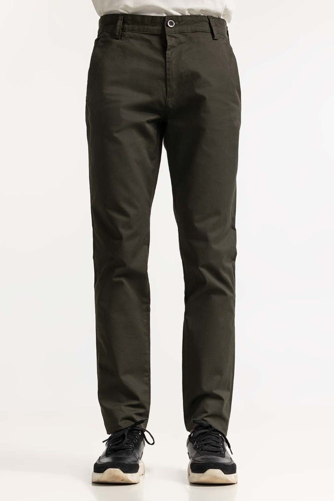 Olive Basic Khaki Pant MNTRCSS24026