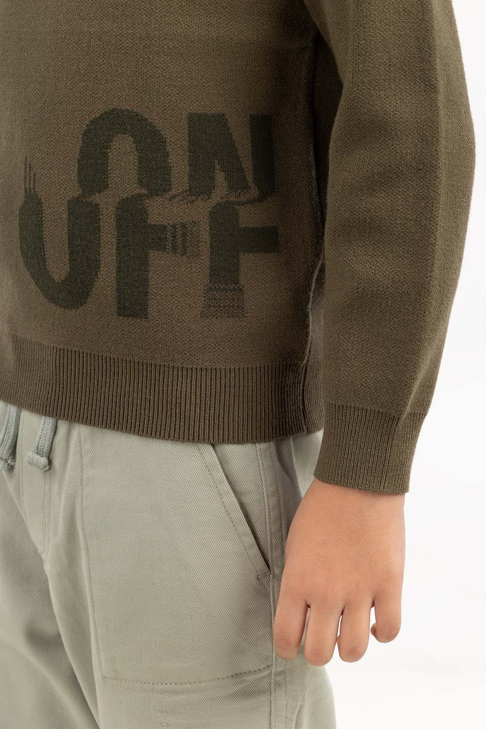 Junior Boy Olive Green Sweater 224 -311-027