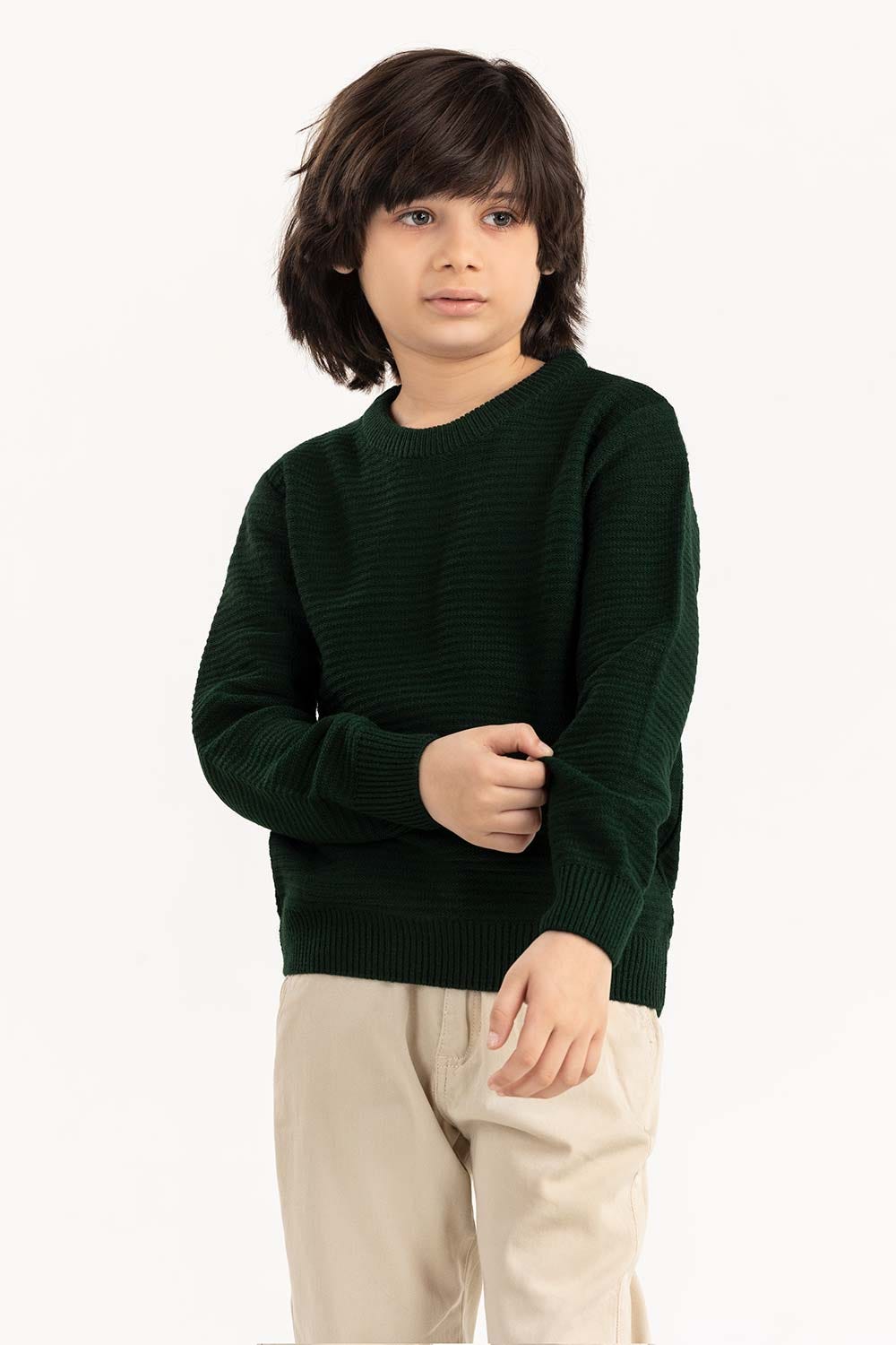 Junior Boy Olive Knit Sweater 224-311-100