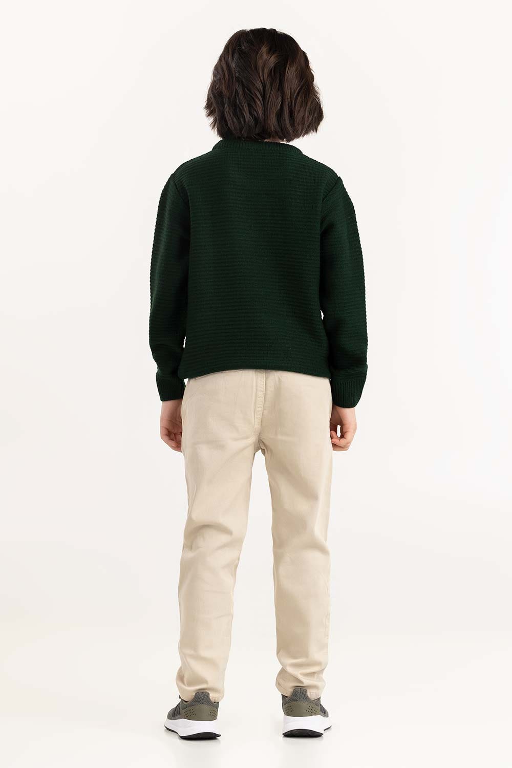 Junior Boy Olive Knit Sweater 224-311-100