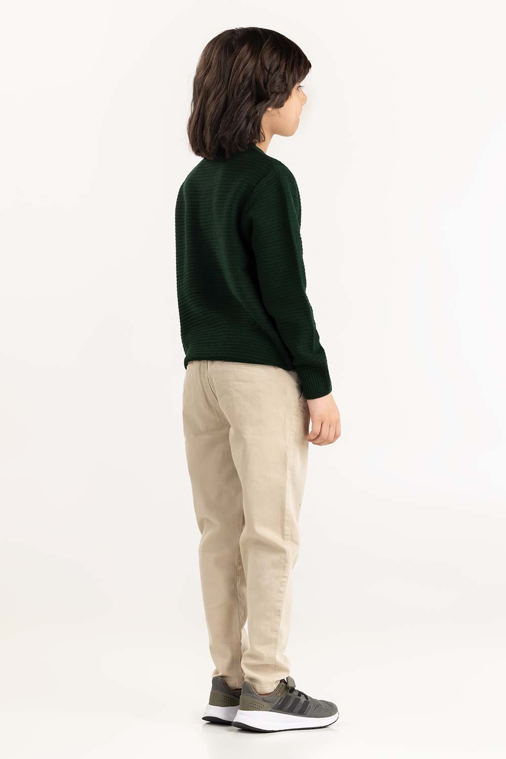 Junior Boy Olive Knit Sweater 224-311-100