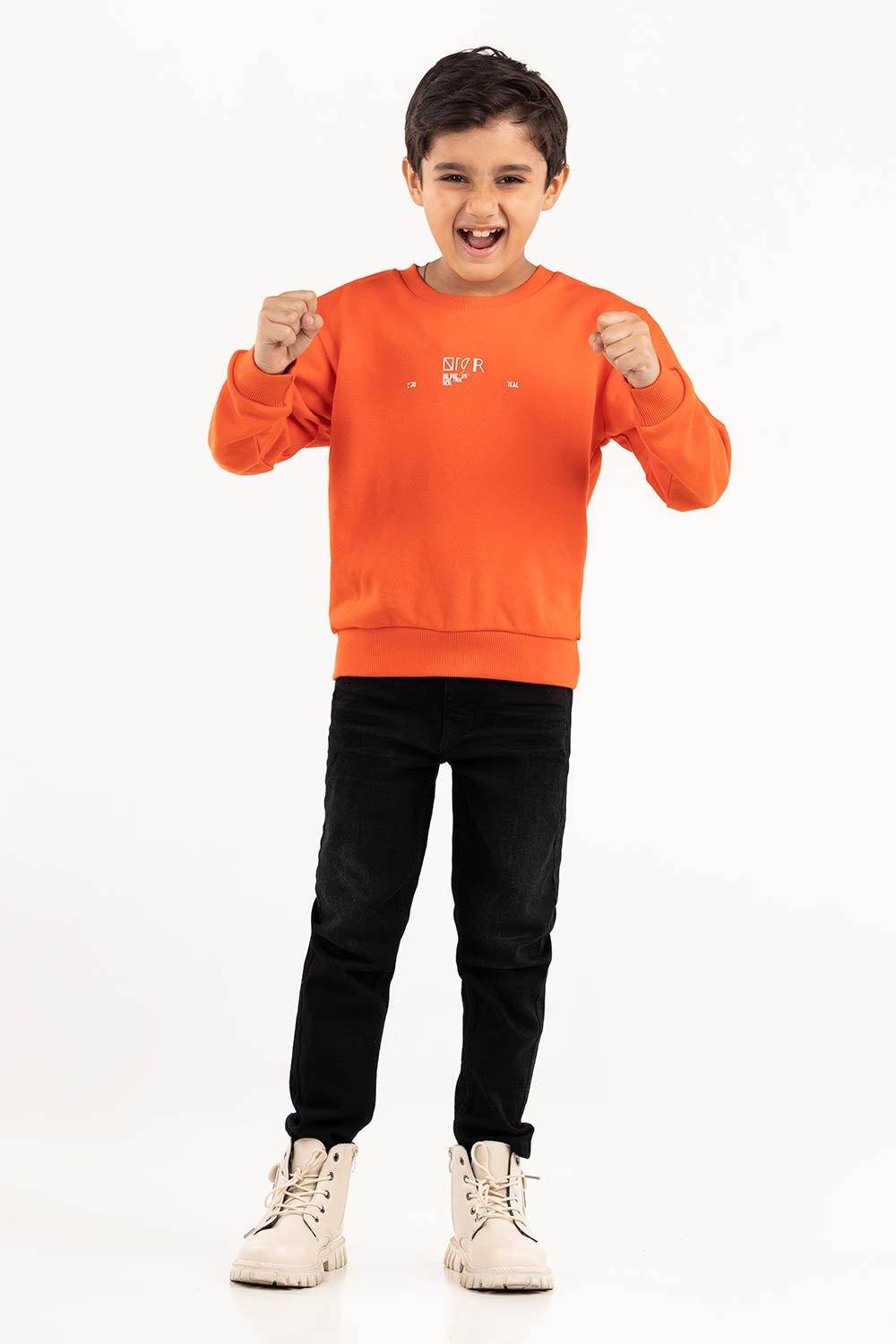 Junior Boy Orange Sweatshirt 224-312-074