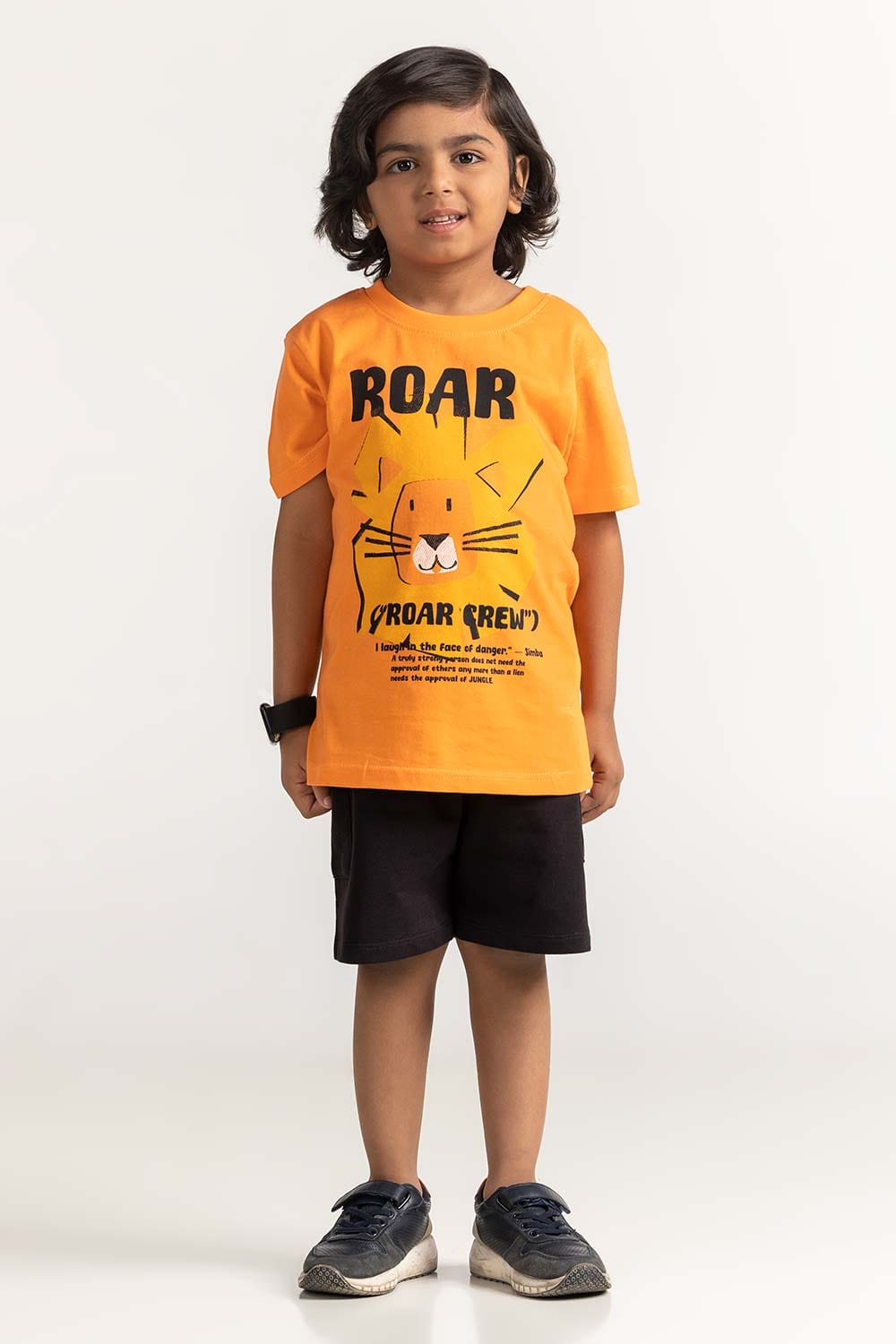 Orange Toddler Boy Knit Printed Tee TB-TS-SS24-016