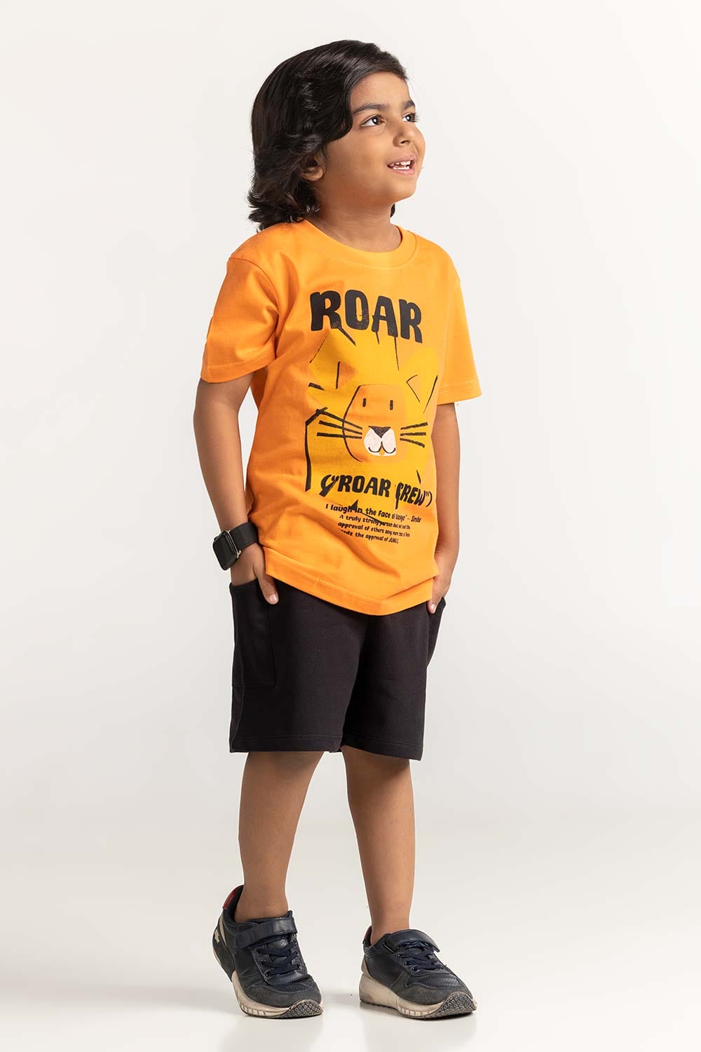 Orange Toddler Boy Knit Printed Tee TB-TS-SS24-016