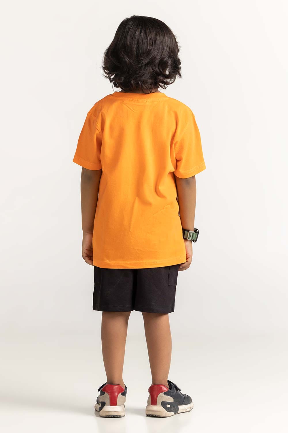 Orange Toddler Boy Knit Printed Tee TB-TS-SS24-016