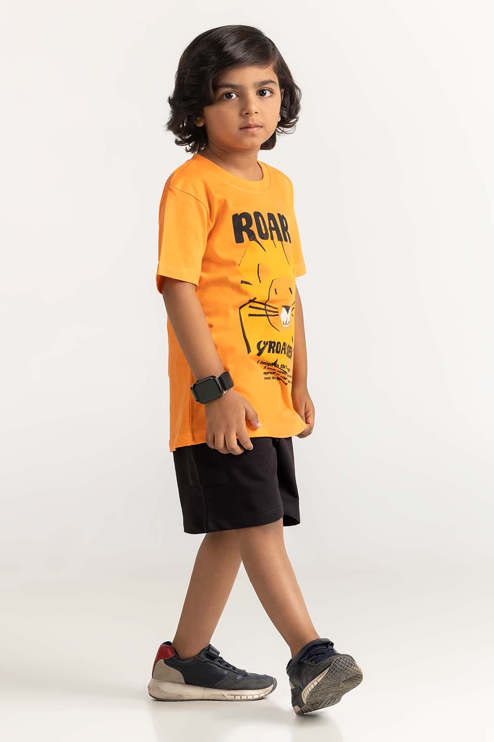 Orange Toddler Boy Knit Printed Tee TB-TS-SS24-016