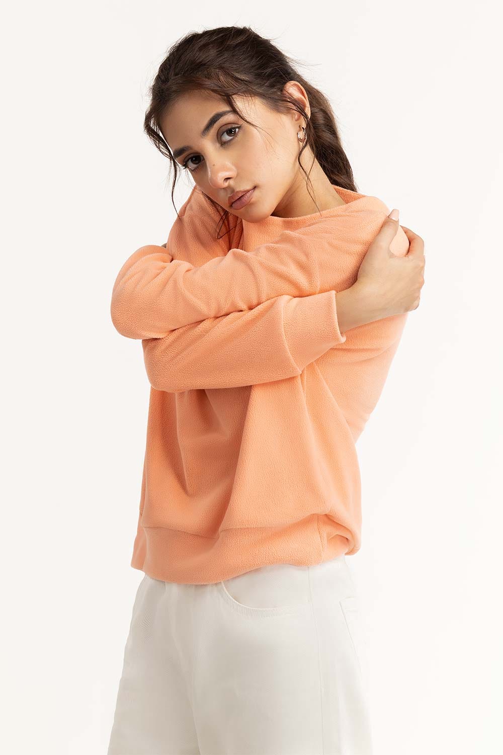 Peach Embroidered Sweatshirt 224-210-001