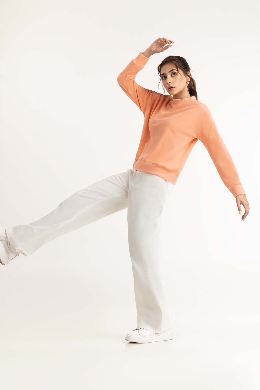 Peach Embroidered Sweatshirt 224-210-001